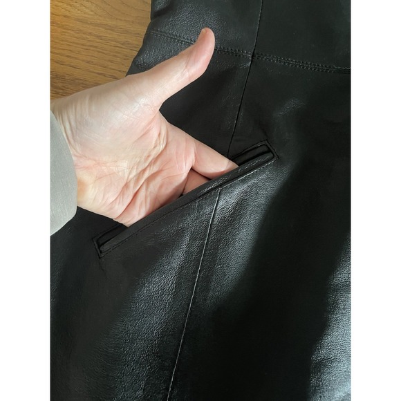Vintage Newport News Genuine Black Leather Dress Sz 12 Biker Grunge Goth - Picture 12 of 14